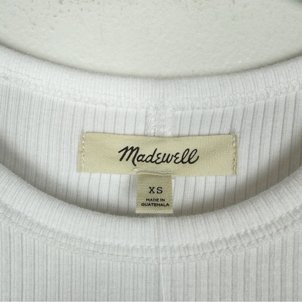 Madewell Drapey Ribbed Buttery Soft Short Sleeve Tee White Size XS NWT - Picture 8 of 9